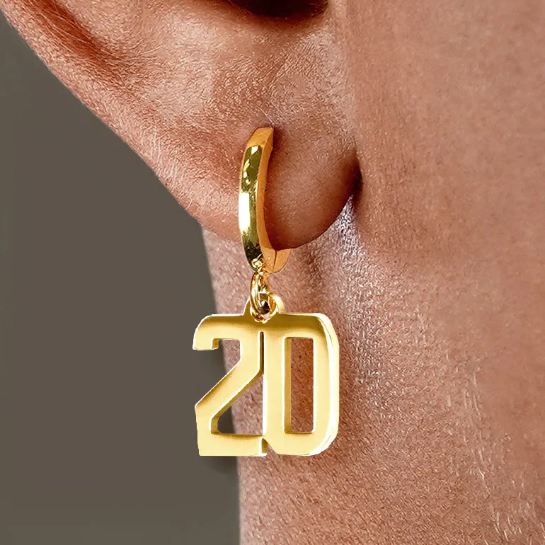 20 Number Earring - Gold Plated Stainless Steel