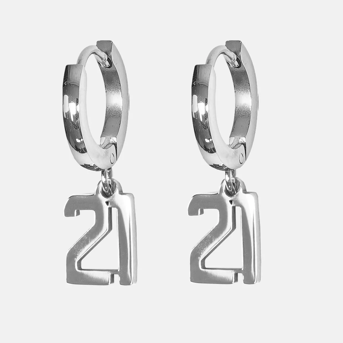 21 Number Earring - Stainless Steel