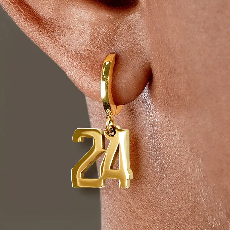 24 Number Earring - Gold Plated Stainless Steel