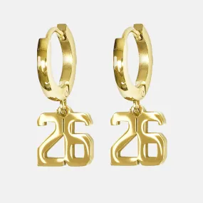 26 Number Earring - Gold Plated Stainless Steel