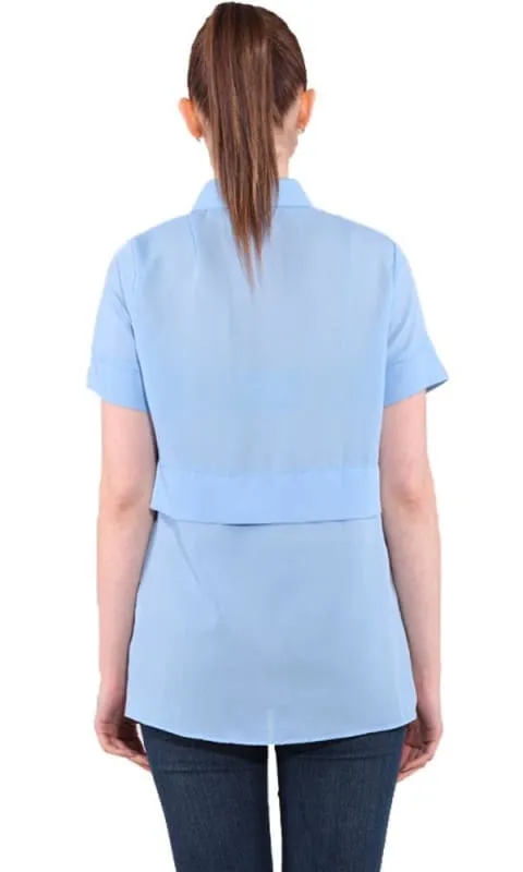 27512 Sheer Short Sleeves Shirt - Sky Blue