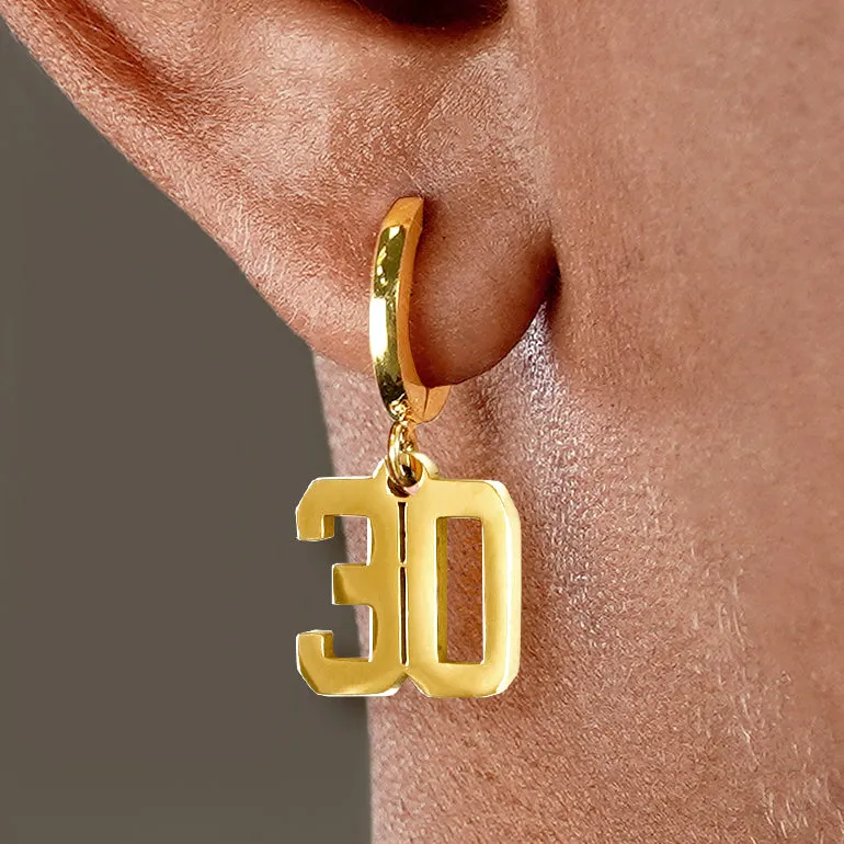 30 Number Earring - Gold Plated Stainless Steel