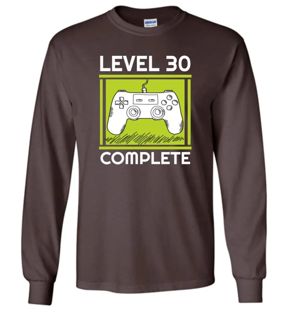 30th Birthday Gift Video Game Level 30 Complete Long Sleeve T-Shirt