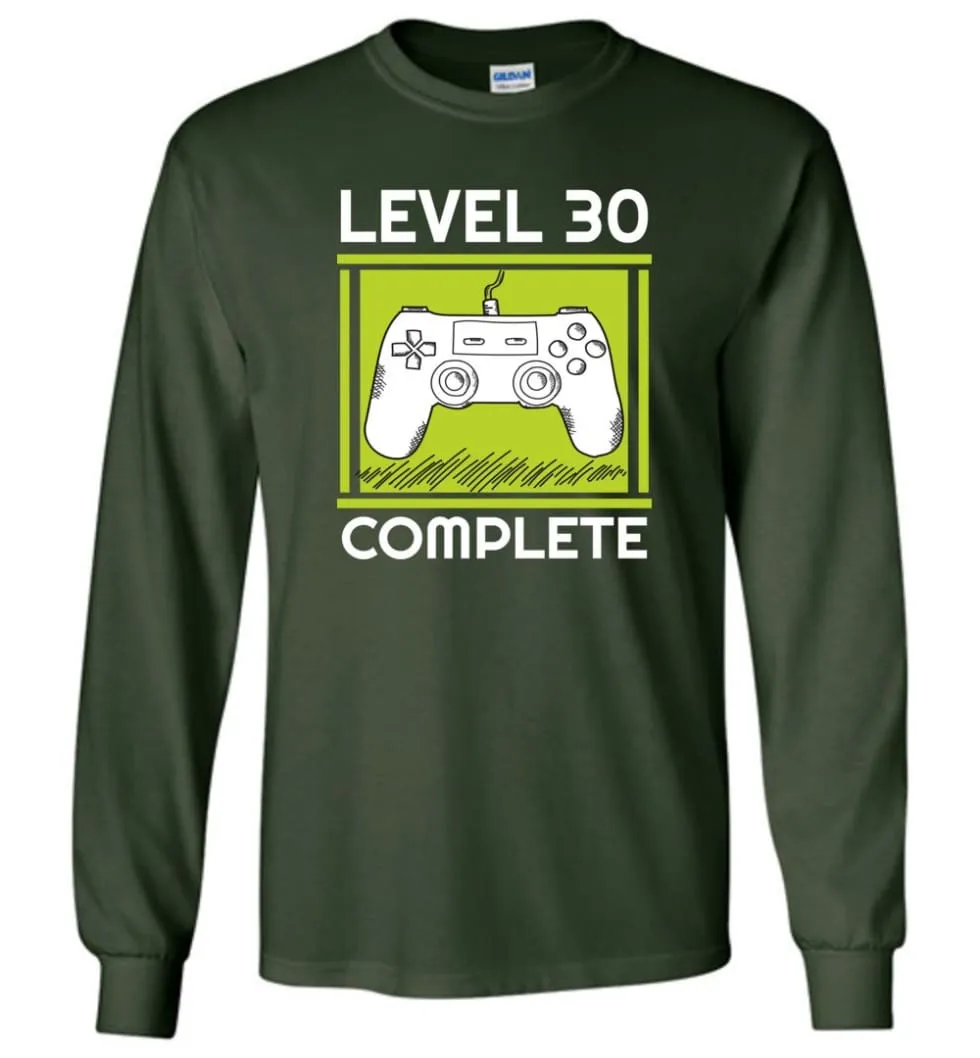 30th Birthday Gift Video Game Level 30 Complete Long Sleeve T-Shirt