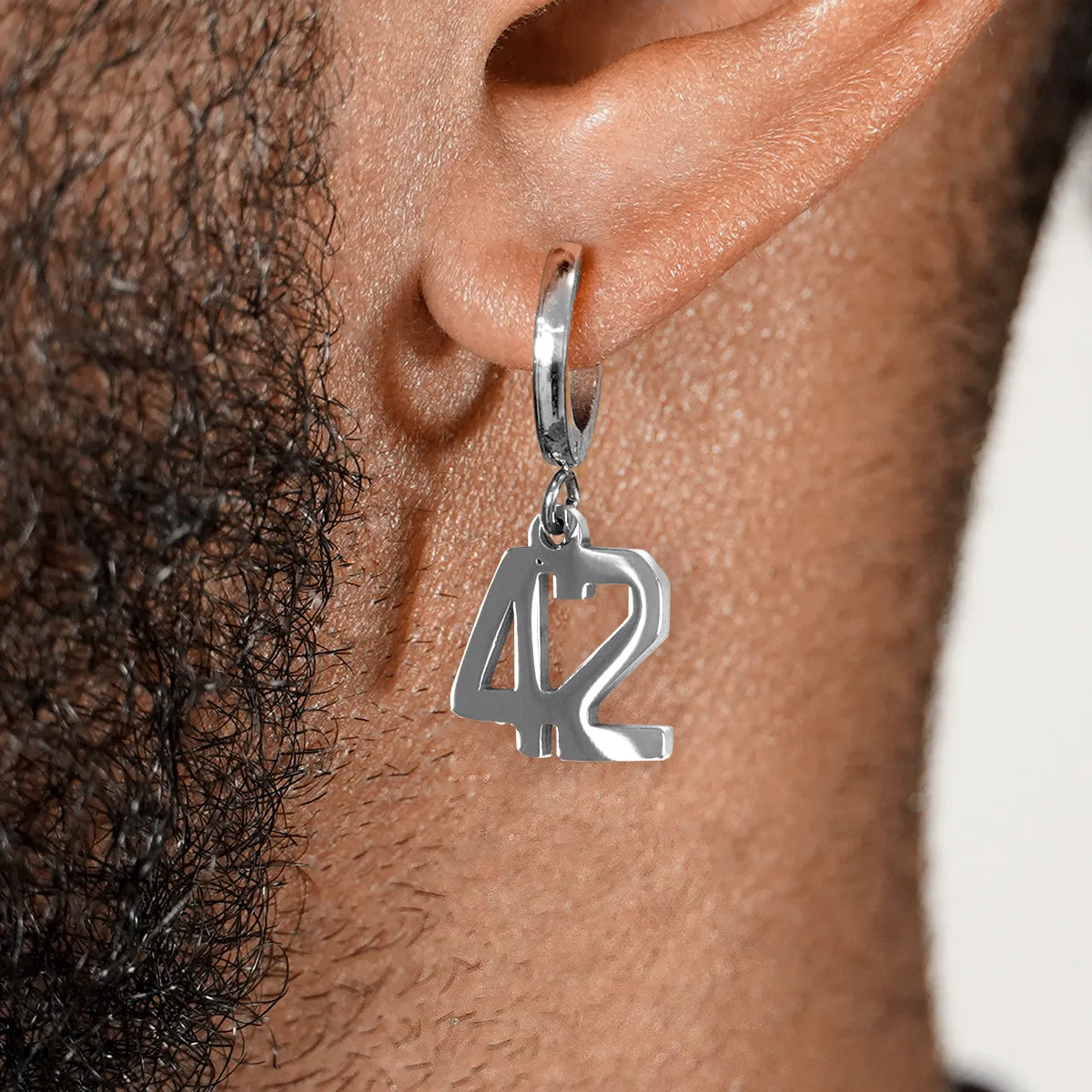 42 Number Earring - Stainless Steel