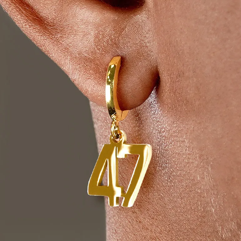 47 Number Earring - Gold Plated Stainless Steel