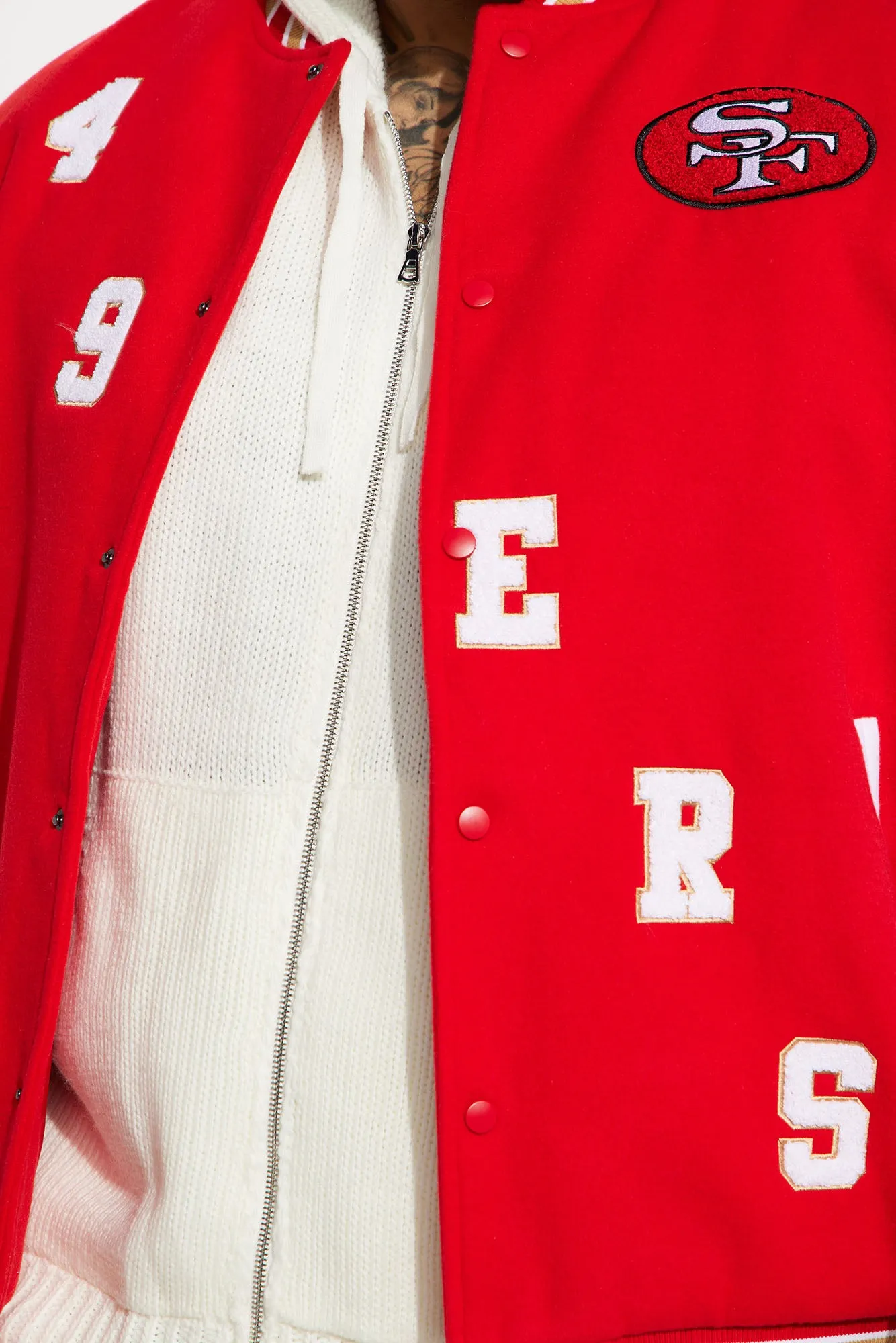 49ERS Varsity Jacket - Red/White