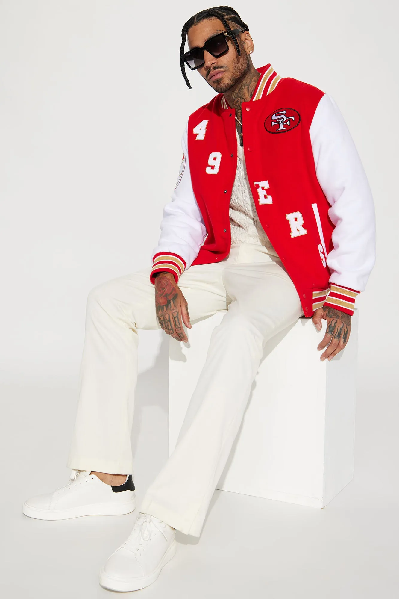 49ERS Varsity Jacket - Red/White