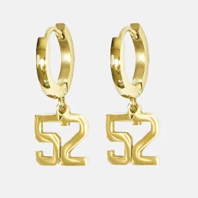 52 Number Earring - Gold Plated Stainless Steel