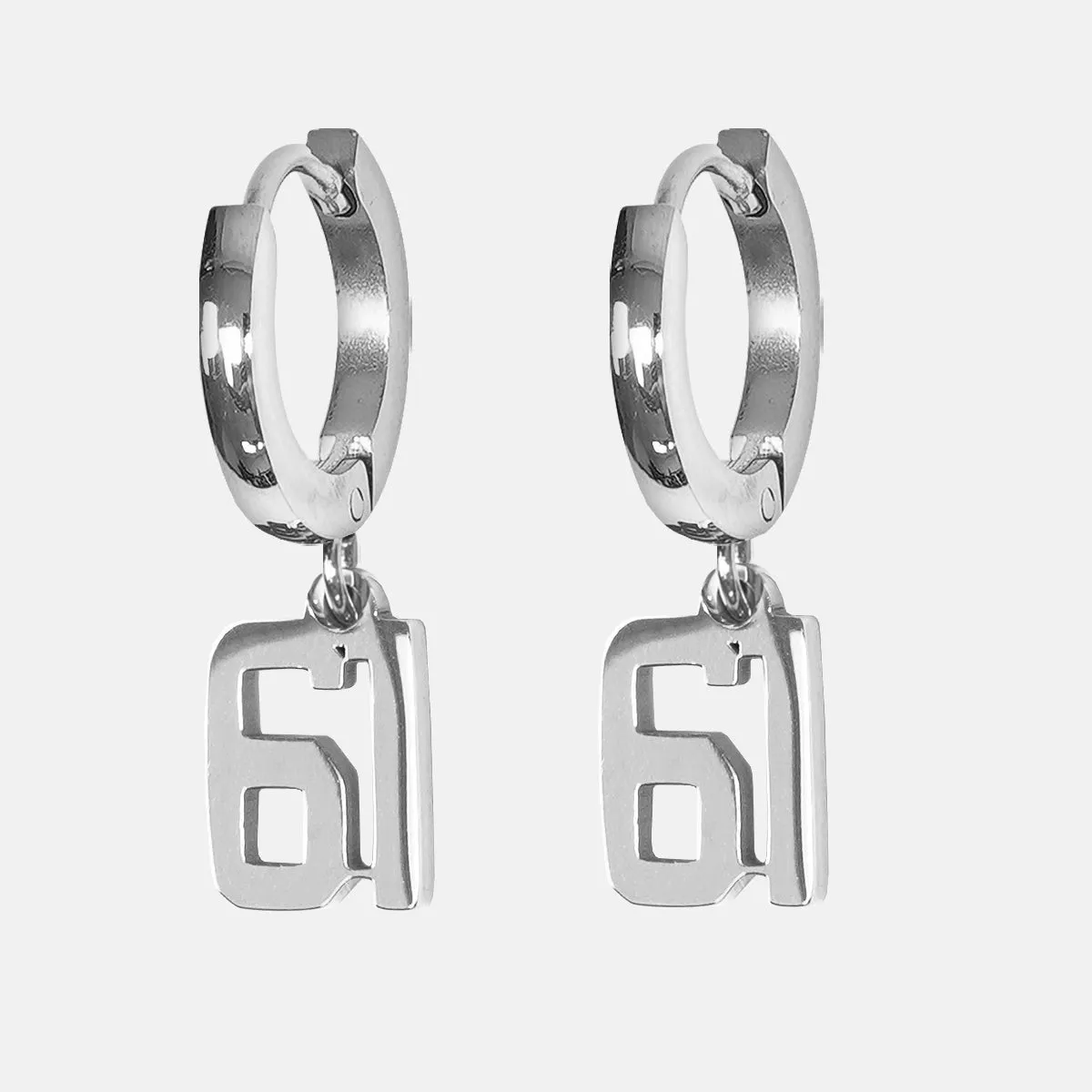 61 Number Earring - Stainless Steel