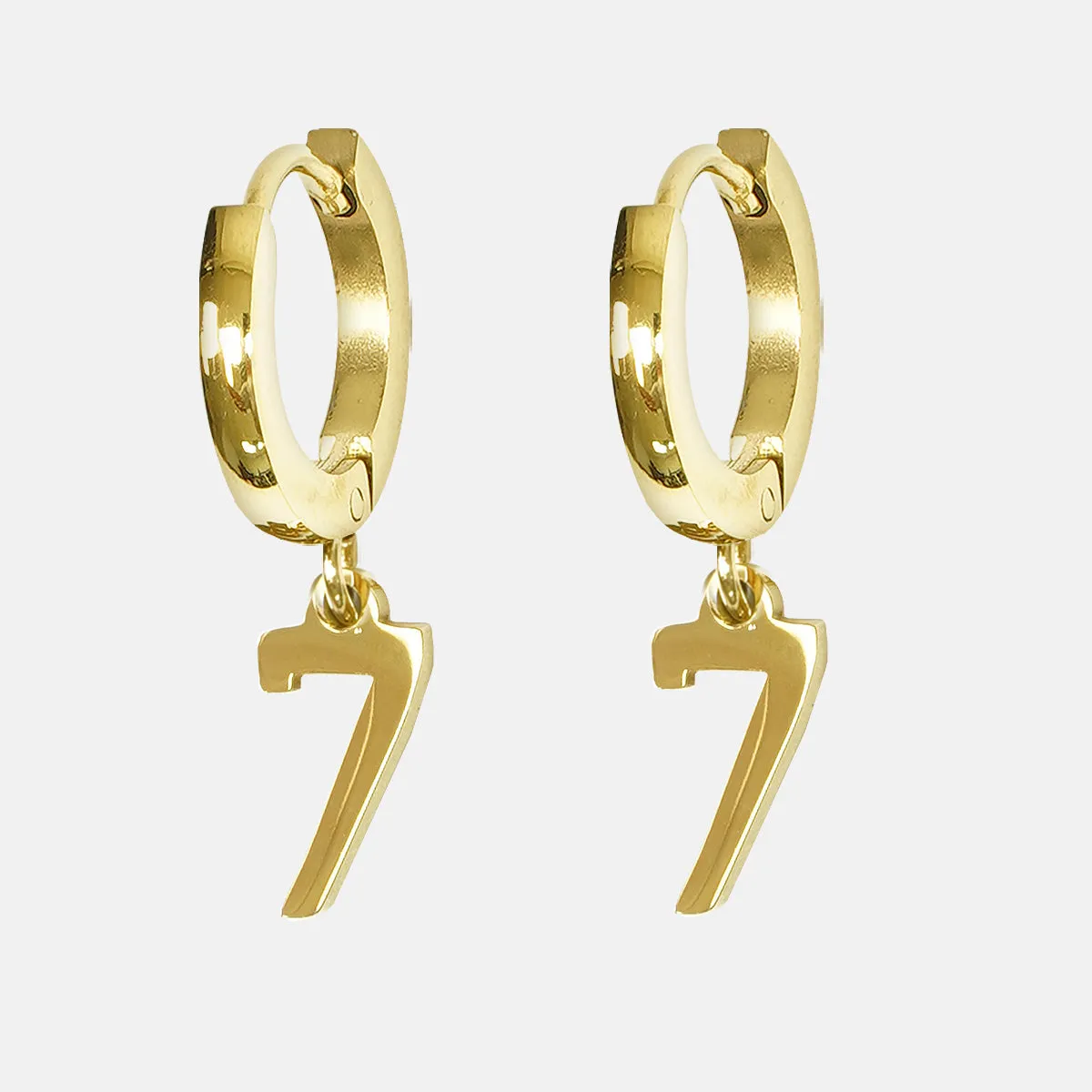 7 Number Earring - Gold Plated Stainless Steel