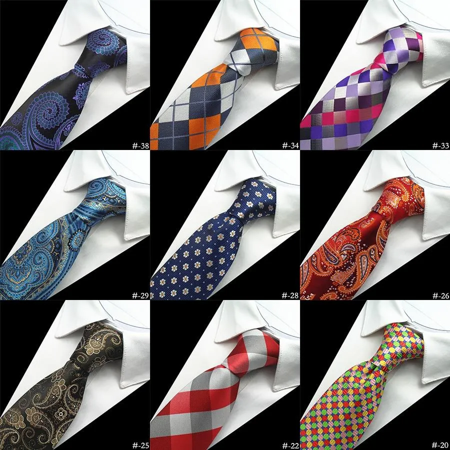 8cm Silk Men's Plaid Paisley Neck Ties for Classic Business Wedding Wear