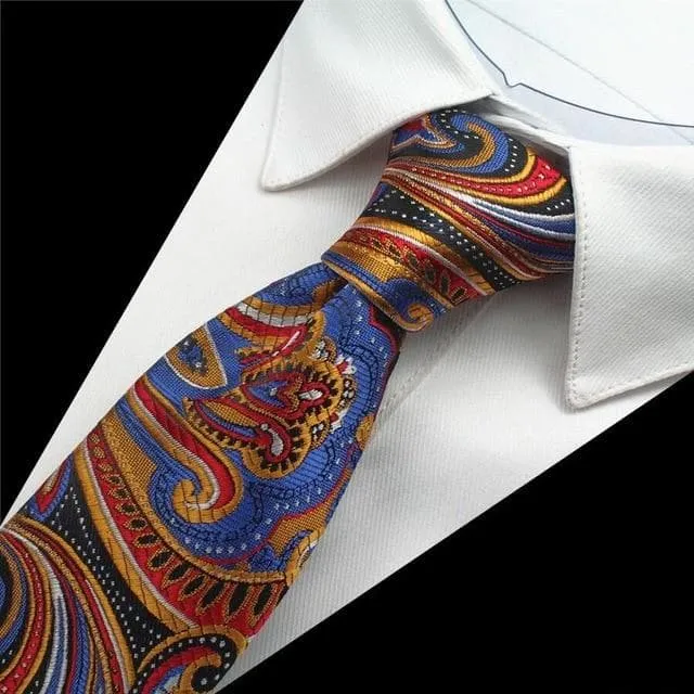 8cm Silk Men's Plaid Paisley Neck Ties for Classic Business Wedding Wear