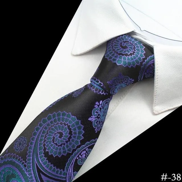 8cm Silk Men's Plaid Paisley Neck Ties for Classic Business Wedding Wear