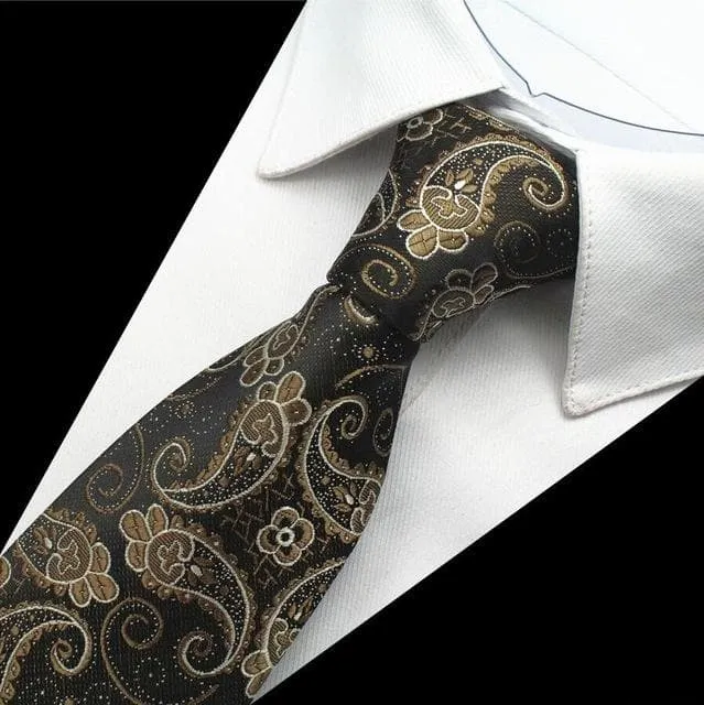 8cm Silk Men's Plaid Paisley Neck Ties for Classic Business Wedding Wear