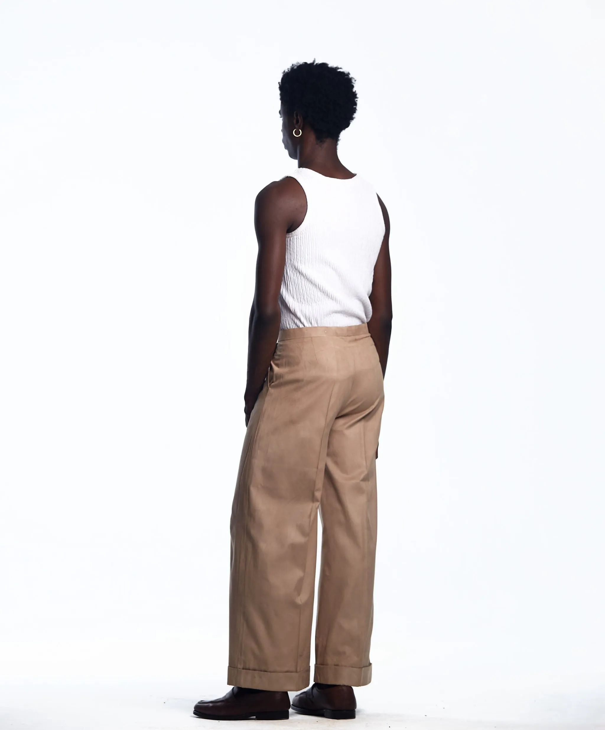 AJABENG Lumba Suede Drawstring Turn-up Pants