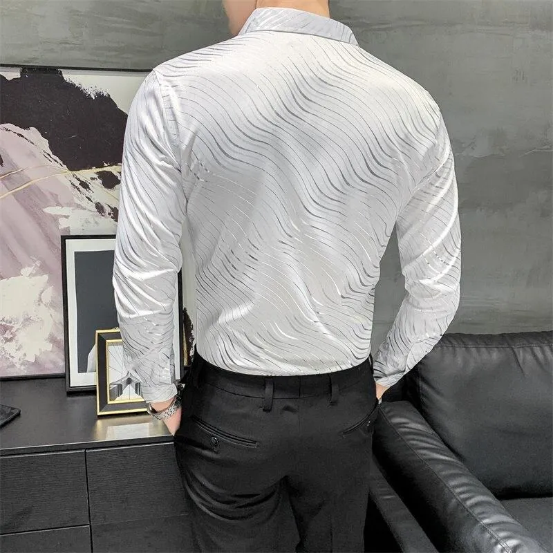 All Match Long Sleeve Formal Wear Zebra Striped Shirts for Men