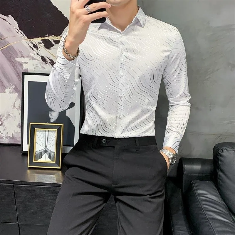 All Match Long Sleeve Formal Wear Zebra Striped Shirts for Men