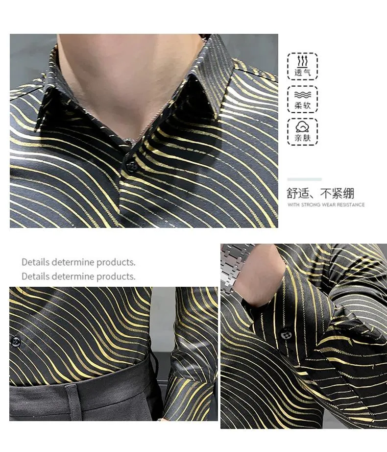 All Match Long Sleeve Formal Wear Zebra Striped Shirts for Men