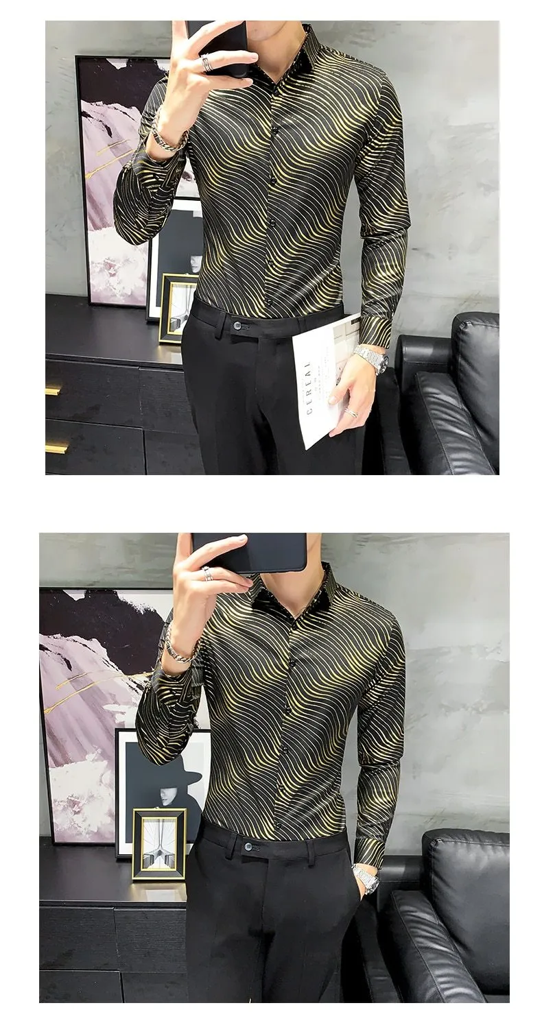 All Match Long Sleeve Formal Wear Zebra Striped Shirts for Men