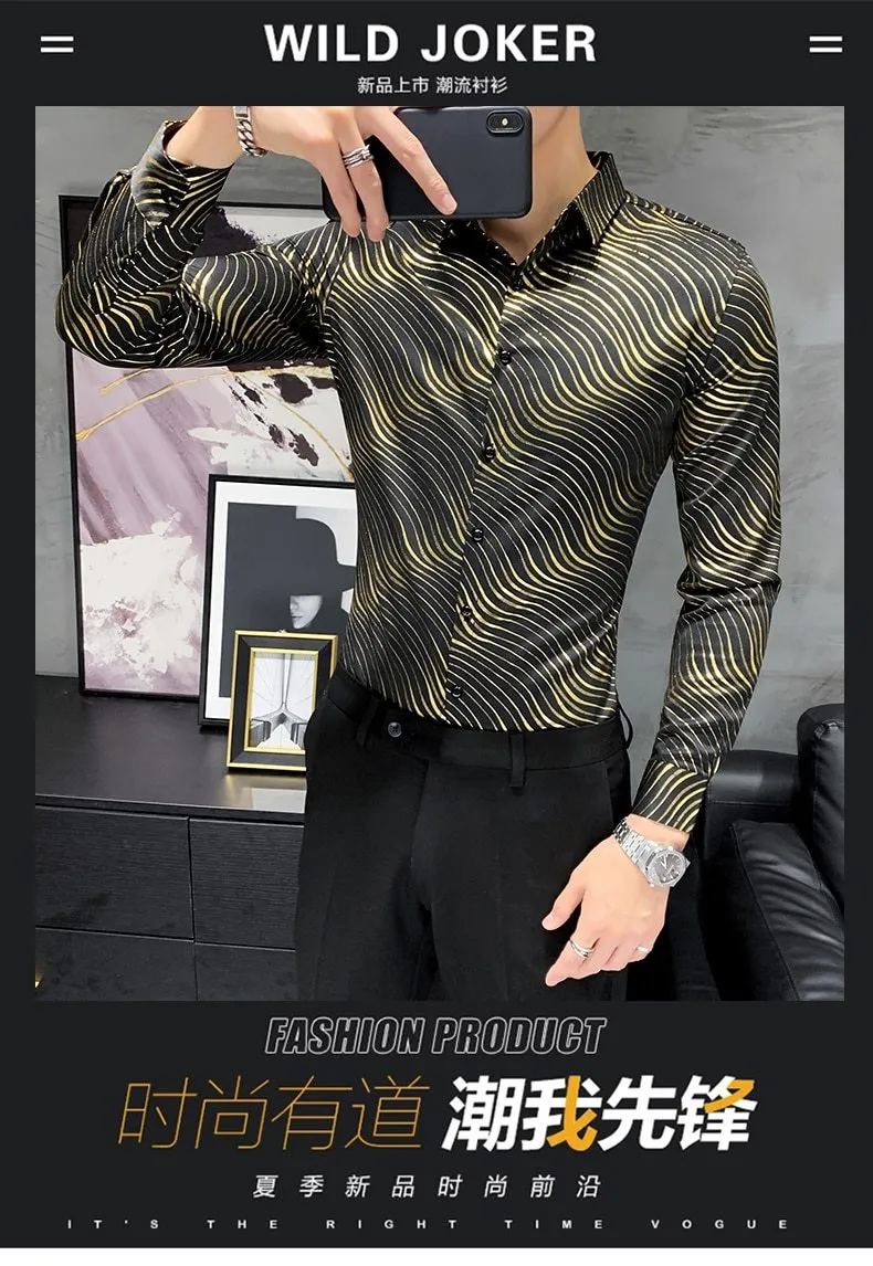 All Match Long Sleeve Formal Wear Zebra Striped Shirts for Men