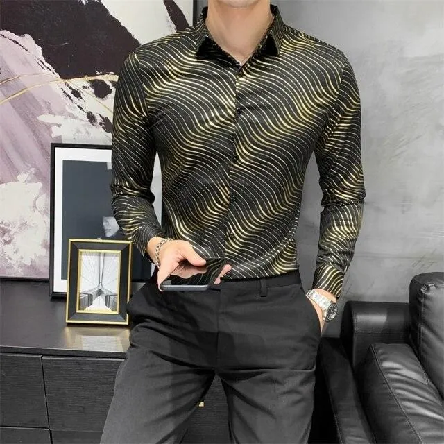 All Match Long Sleeve Formal Wear Zebra Striped Shirts for Men