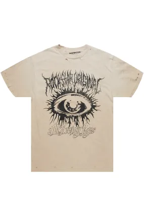 All Seeing Eyes Beige Graphic T-Shirt