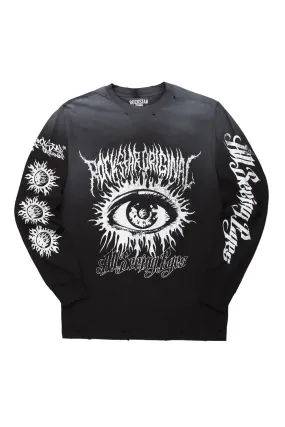 All Seeing Eyes Black Long Sleeve Graphic T-Shirt