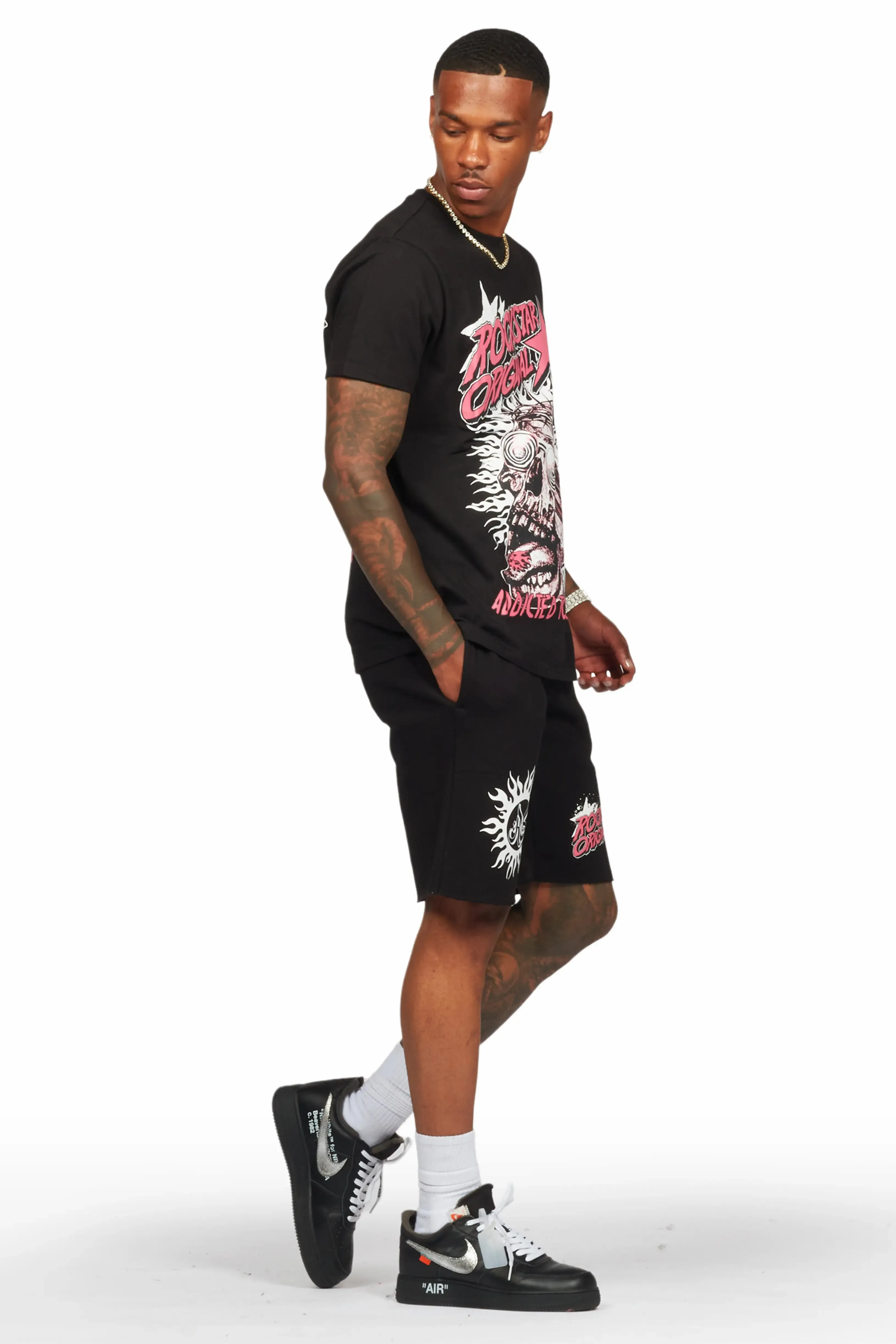 Austell Black T-Shirt/Short Set