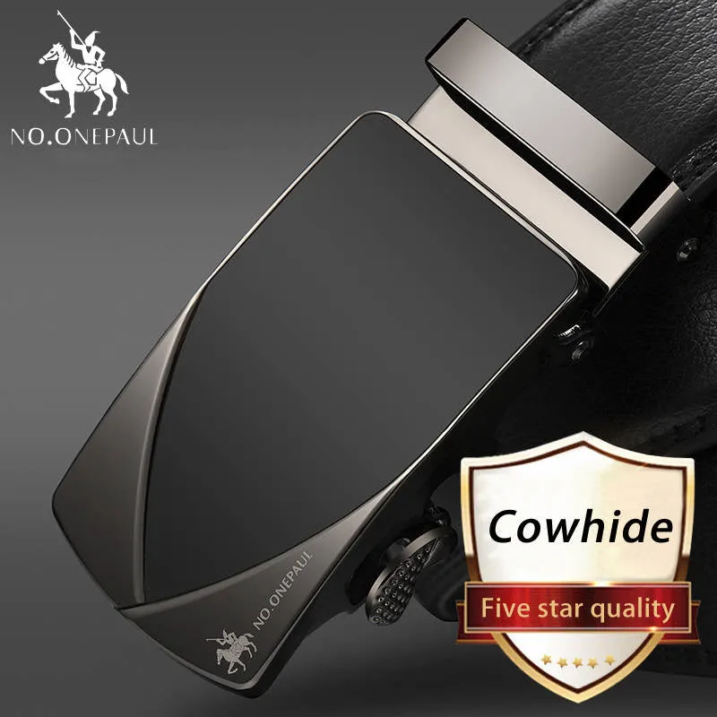 Automatic Buckle Black Genuine Leather Belt Men's Belts Cow Leather