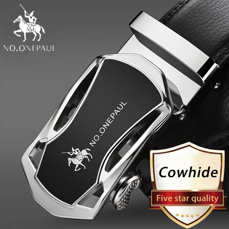 Automatic Buckle Black Genuine Leather Belt Men's Belts Cow Leather