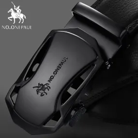 Automatic Buckle Black Genuine Leather Belt Men's Belts Cow Leather