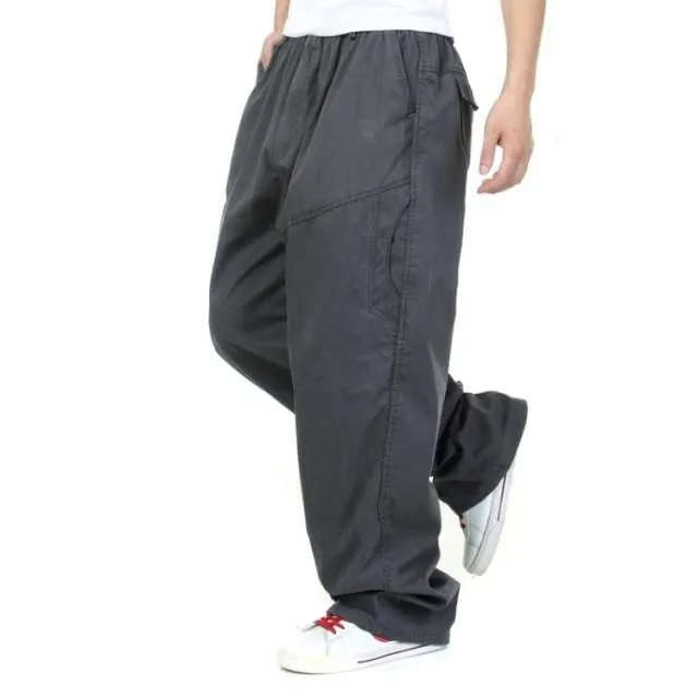 Autumn Winter Male Plus Size Thick Cotton Full Length Casual Pants Trousers