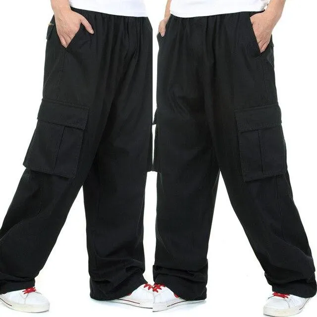 Autumn Winter Male Plus Size Thick Cotton Full Length Casual Pants Trousers