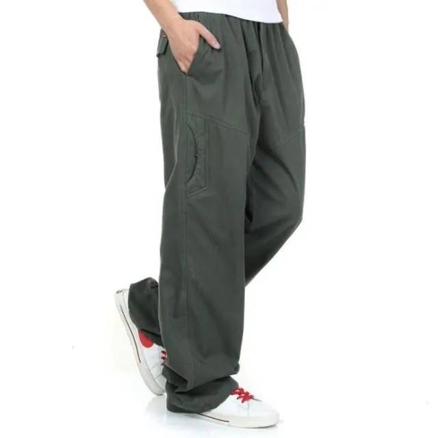 Autumn Winter Male Plus Size Thick Cotton Full Length Casual Pants Trousers