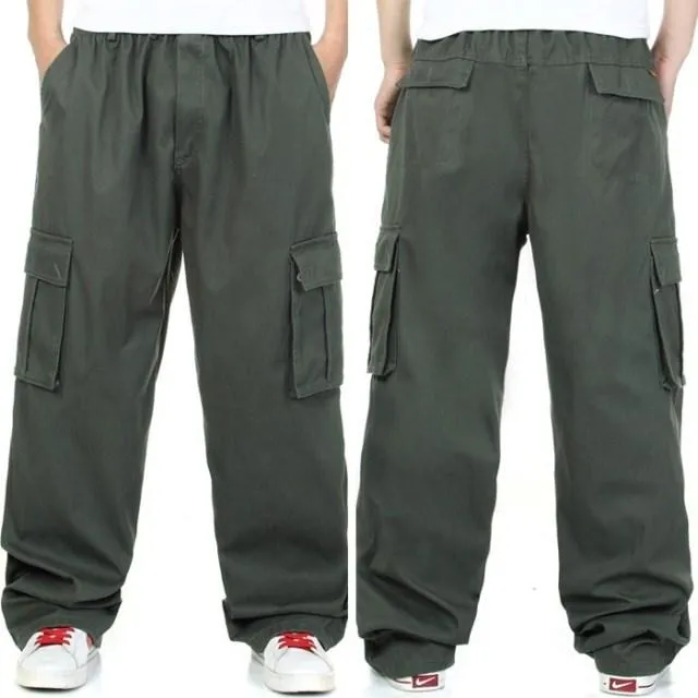 Autumn Winter Male Plus Size Thick Cotton Full Length Casual Pants Trousers