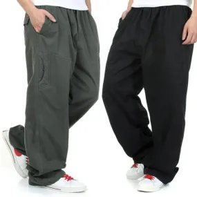 Autumn Winter Male Plus Size Thick Cotton Full Length Casual Pants Trousers