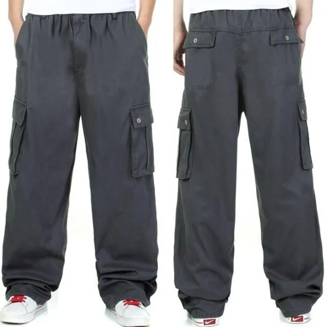 Autumn Winter Male Plus Size Thick Cotton Full Length Casual Pants Trousers