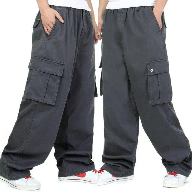 Autumn Winter Male Plus Size Thick Cotton Full Length Casual Pants Trousers