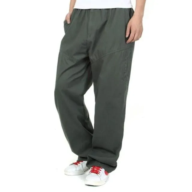 Autumn Winter Male Plus Size Thick Cotton Full Length Casual Pants Trousers