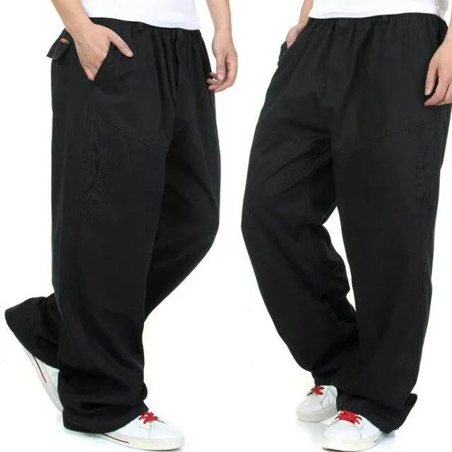 Autumn Winter Male Plus Size Thick Cotton Full Length Casual Pants Trousers