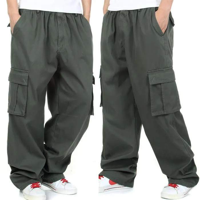 Autumn Winter Male Plus Size Thick Cotton Full Length Casual Pants Trousers