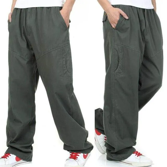 Autumn Winter Male Plus Size Thick Cotton Full Length Casual Pants Trousers