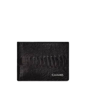 B2910PA - Cuadra black classic ostrich leg bi fold wallet for men