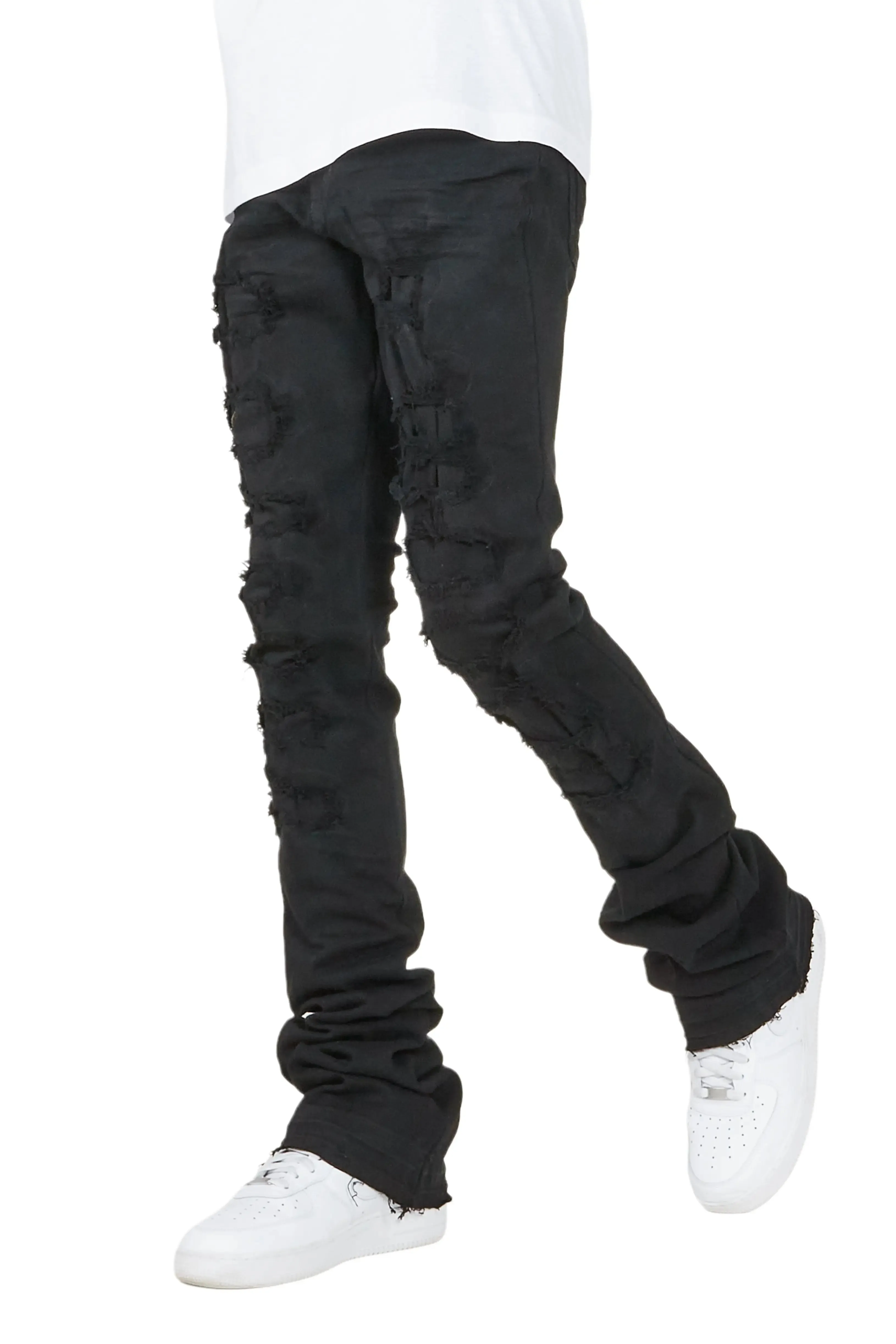 Badal Jet Black Super Stacked Flare Jean