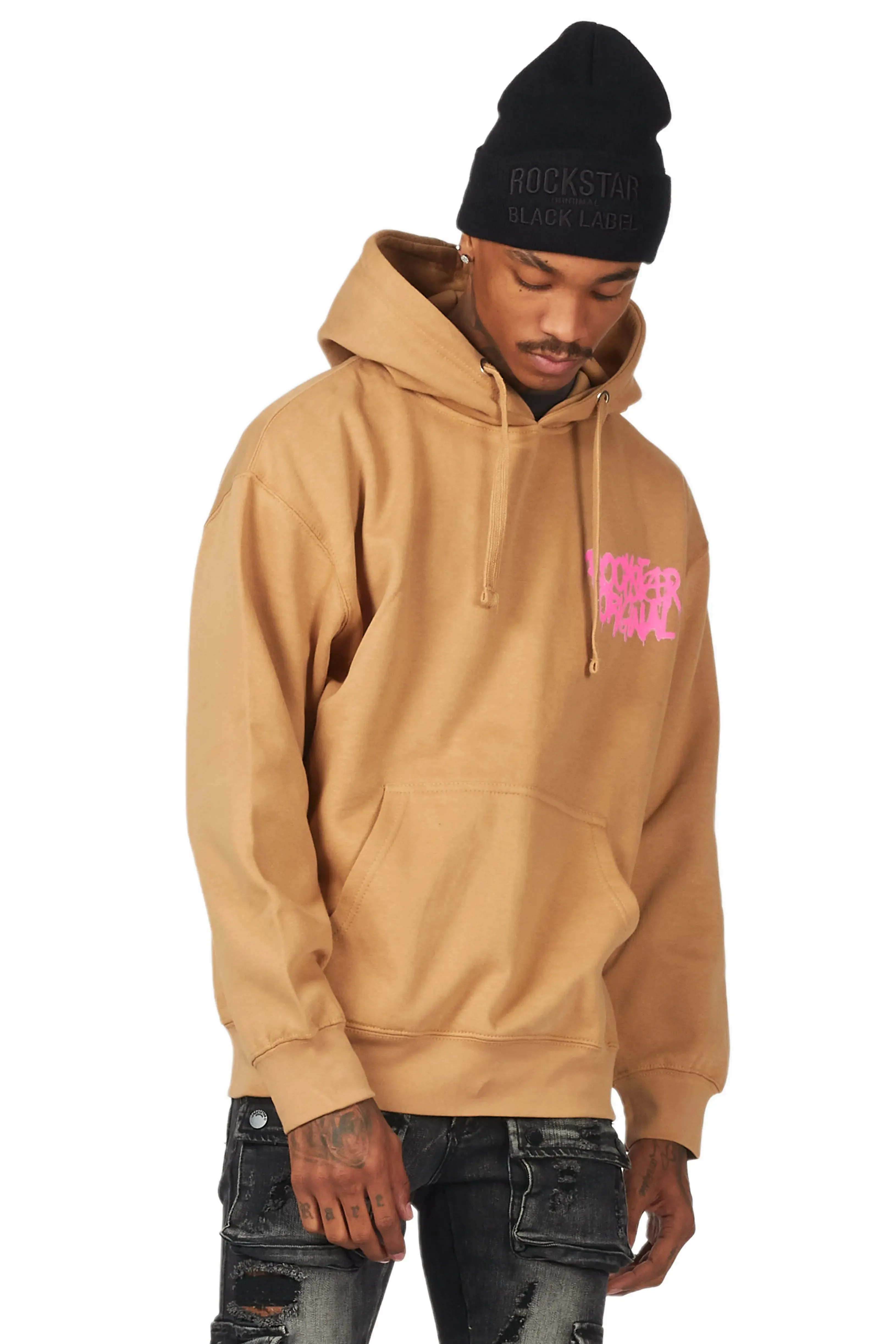 Badbich Beige Graphic Hoodie