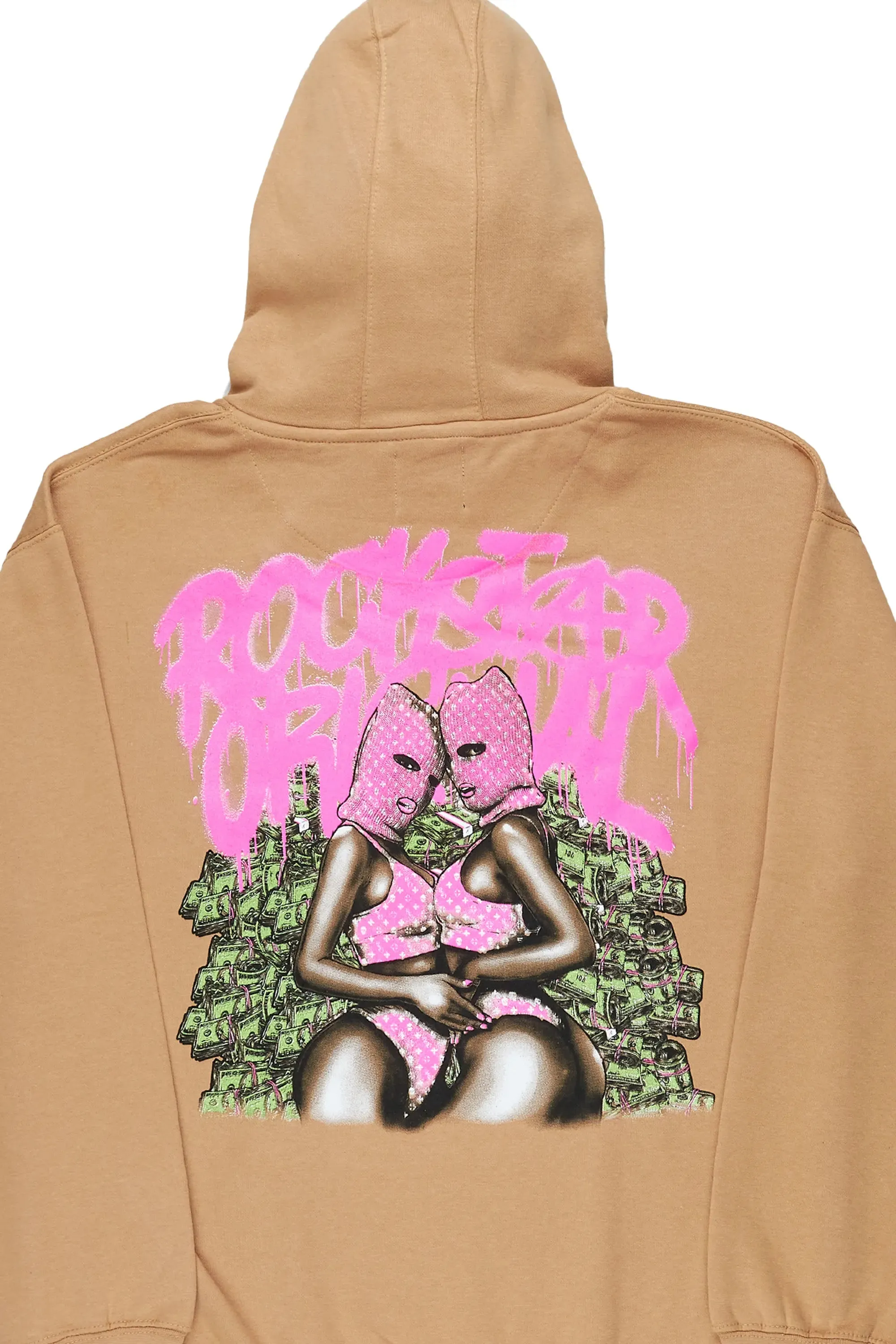 Badbich Beige Graphic Hoodie