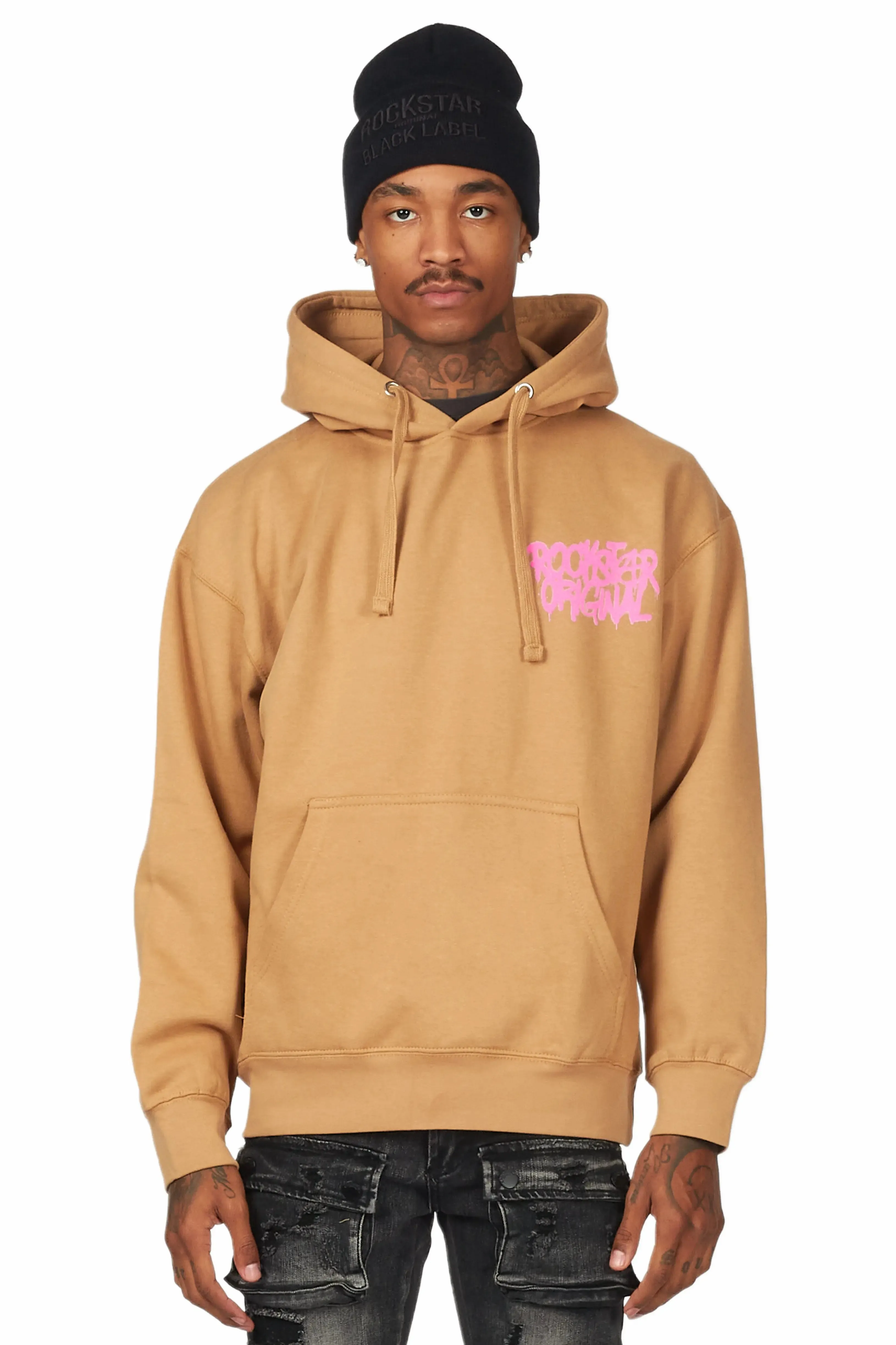 Badbich Beige Graphic Hoodie