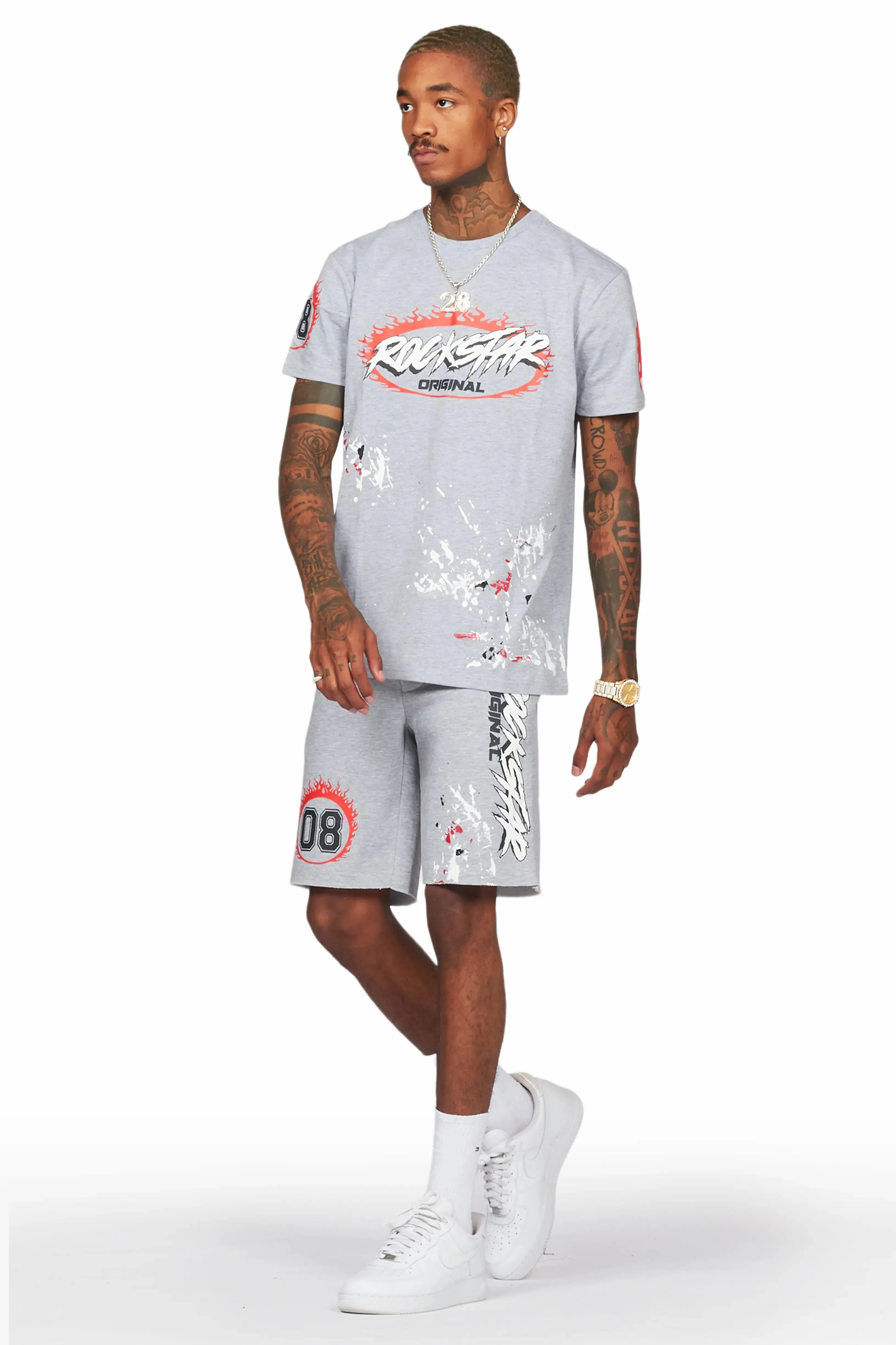 Basile Grey T-Shirt Short Set