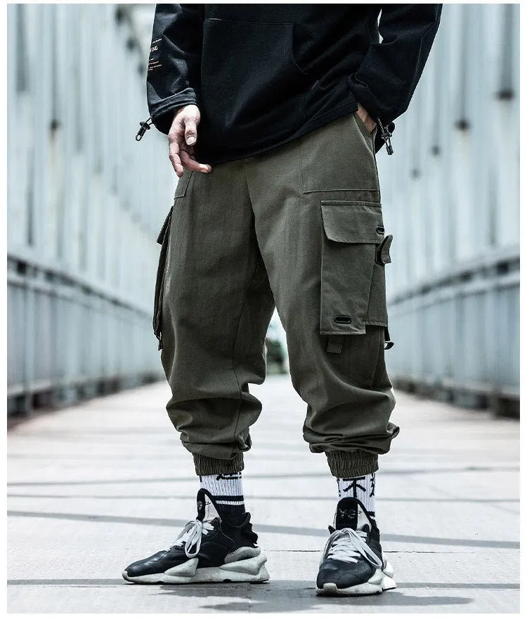 Black Cargo Pants Men Hip Hop Loose Pants Mens Spring Harem Pant Streetwear Harajuku Jogger Sweatpant Trousers M-4XL